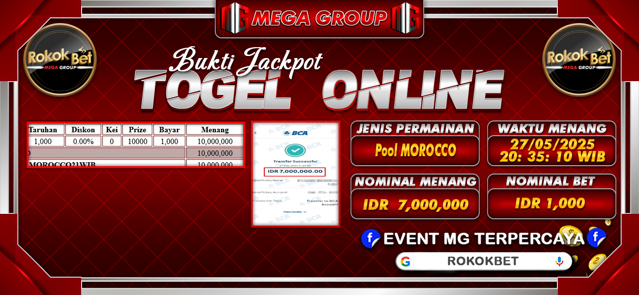 Bukti JP situs Rokokbet hari Rabu, 28 Mei 2025
