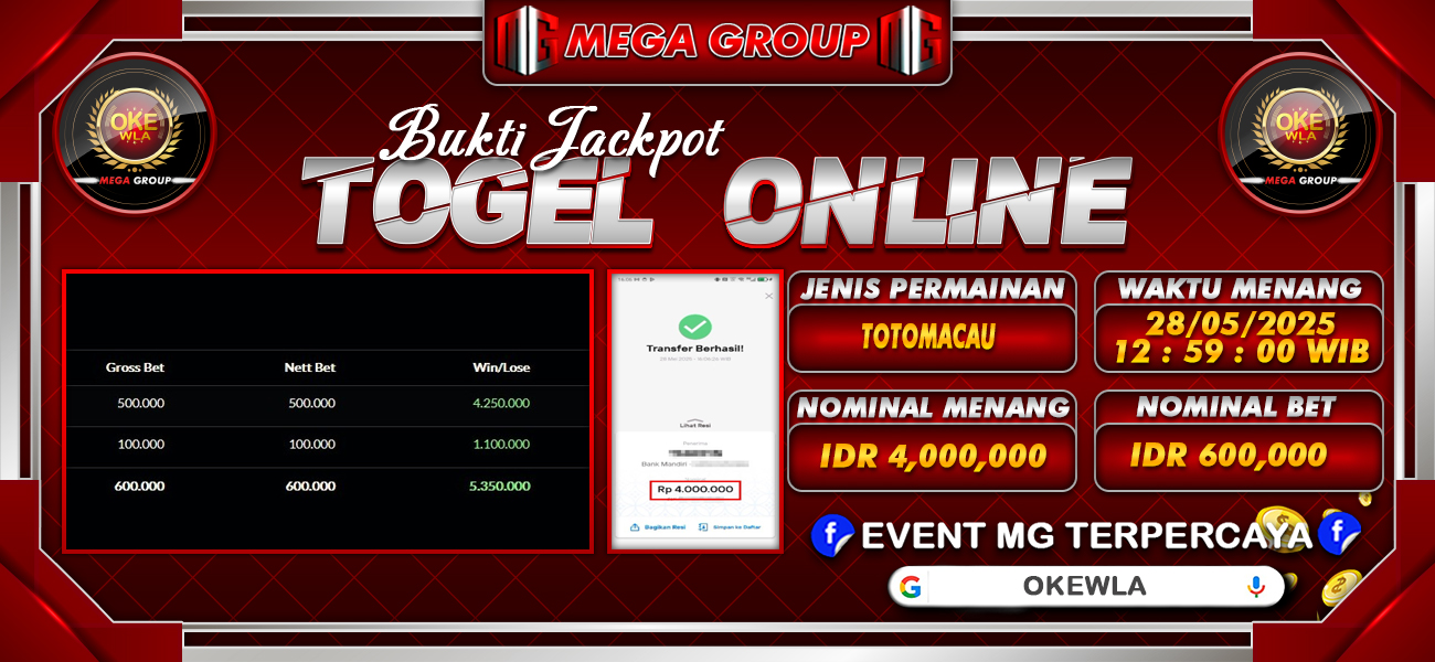 Bukti JP situs Okewla hari Rabu, 28 Mei 2025