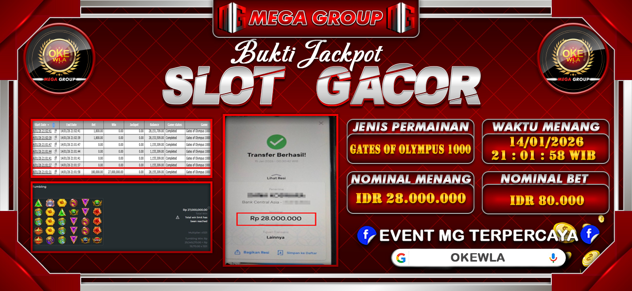 Bukti JP situs Okewla hari Kamis, 15 Januari 2026