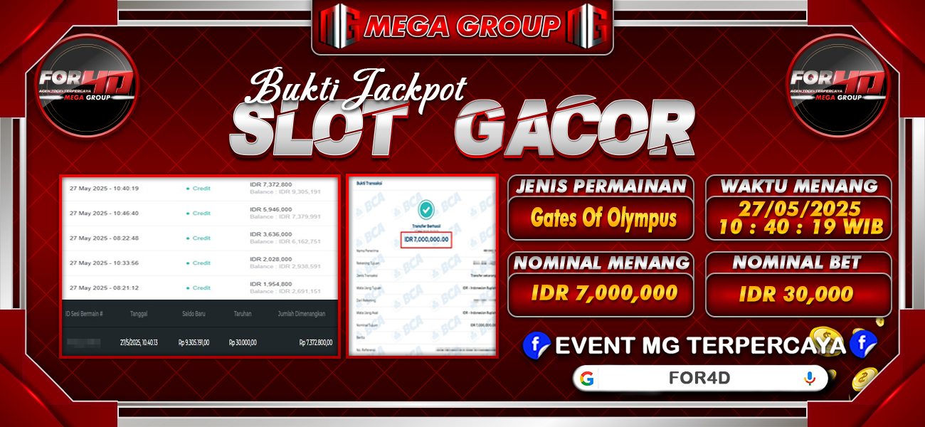 Bukti JP situs For4D hari Selasa, 27 Mei 2025
