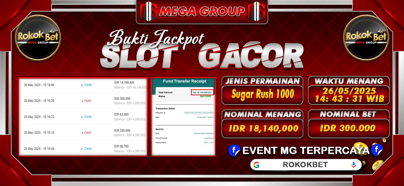 Bukti JP situs Rokokbet hari Senin, 26 Mei 2025