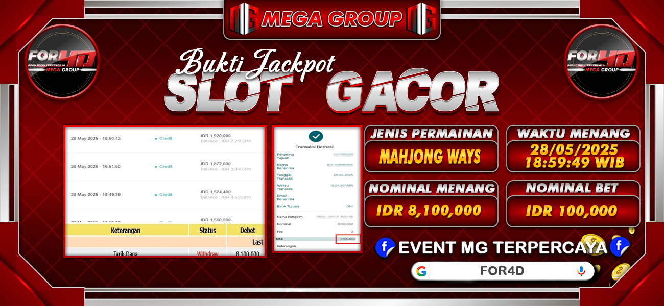 Bukti JP situs For4D hari Rabu, 28 Mei 2025