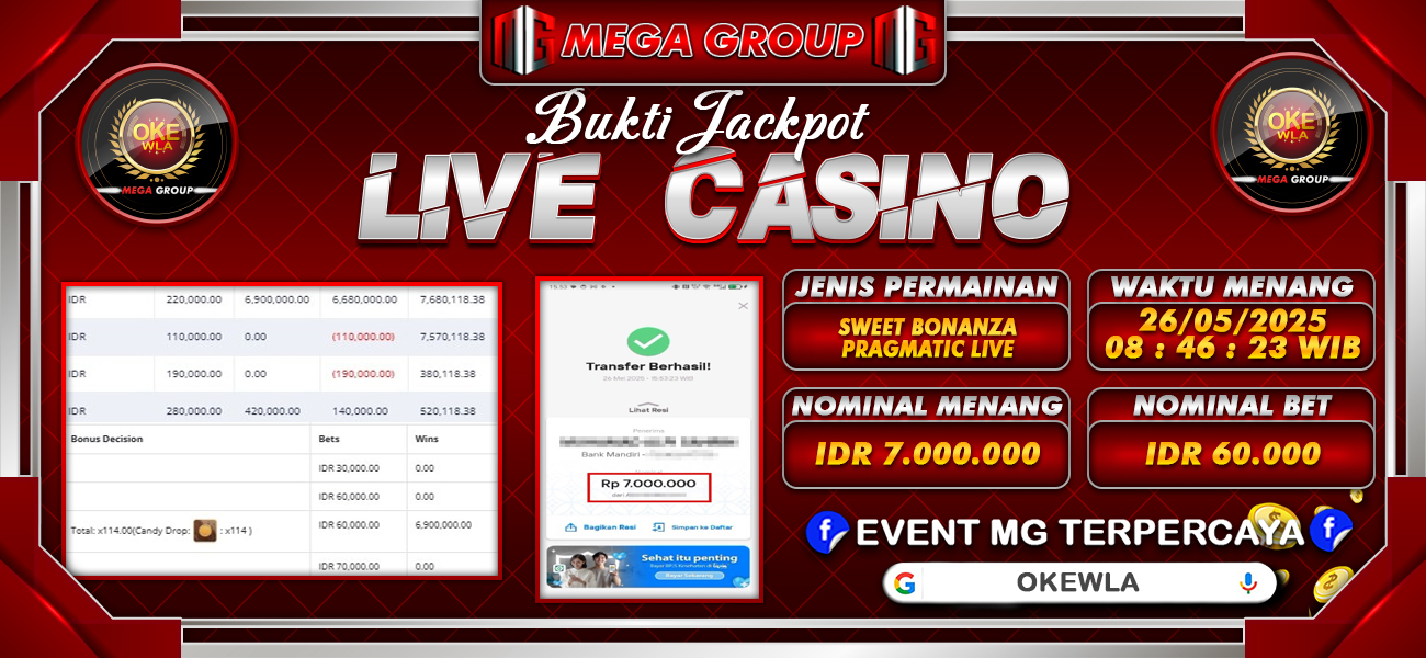Bukti JP situs Okewla hari Senin, 26 Mei 2025