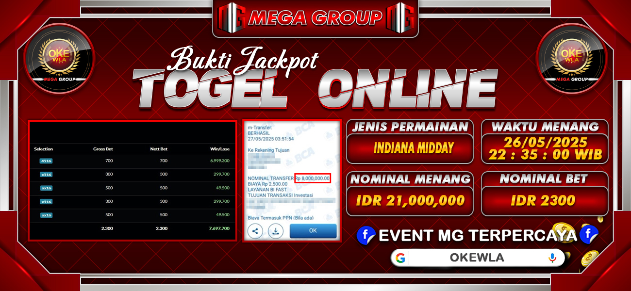 Bukti JP situs Okewla hari Selasa, 27 Mei 2025