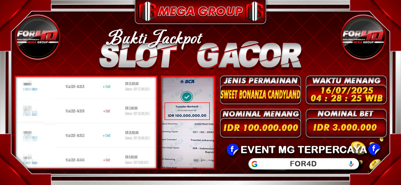 Bukti JP situs For4D hari Rabu, 16 Juli 2025
